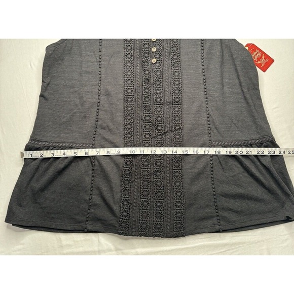 Faded Glory XXL 20 Sleeveless Crochet Lace Trim Peplum Peasant Tank Black New​ - Picture 8 of 10